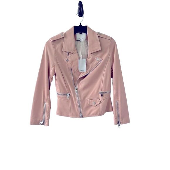 3.1 Phillip Lim Lamb Leather Moto Jacket Women’s Blush Pink Size 4